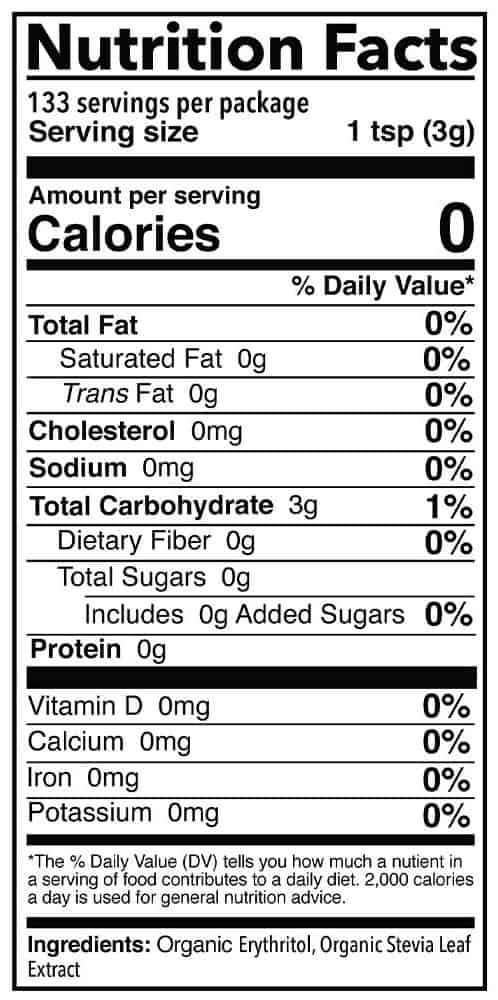 Organic_powdered Nutrition facts